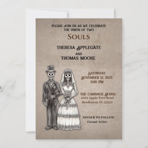 Spine_Tingling Gothic Skeleton Bride and Groom Invitation