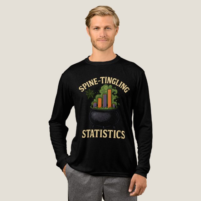 Spine-Tingling Statistics Math Cauldron Bar Graph  Tri-Blend Shirt (Full Front)