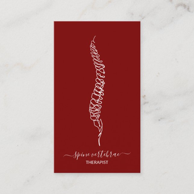 Spine vertebrae orthopedic doctor burgundy business card (Front)