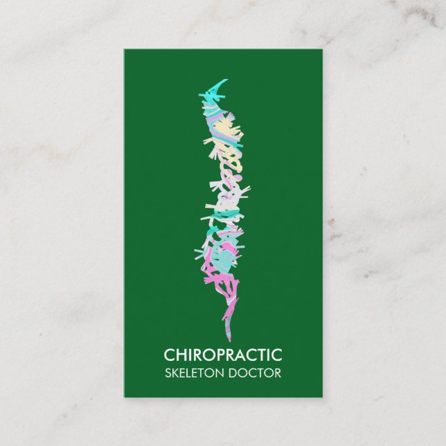 Spine vertebrae orthopedic doctor green business card (Front)