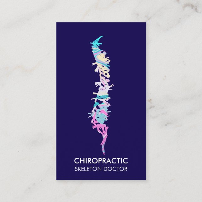Spine vertebrae orthopedic doctor navy business card (Front)