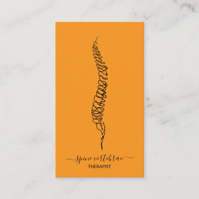 Spine vertebrae orthopedic doctor orange business card (Front)