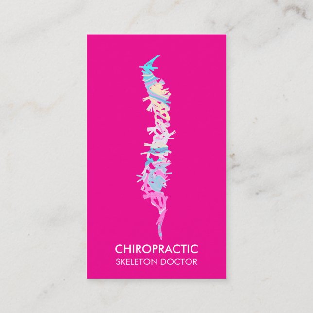 Spine vertebrae orthopedic doctor pink business card (Front)