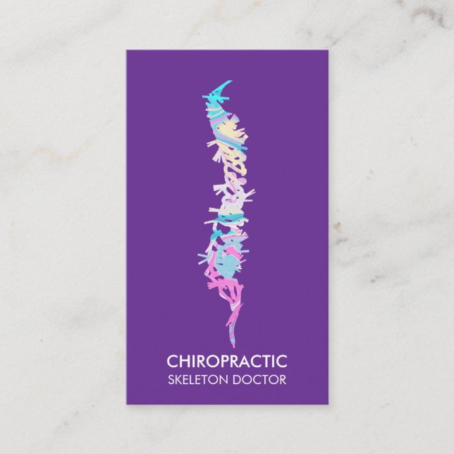Spine vertebrae orthopedic doctor purple business card (Front)