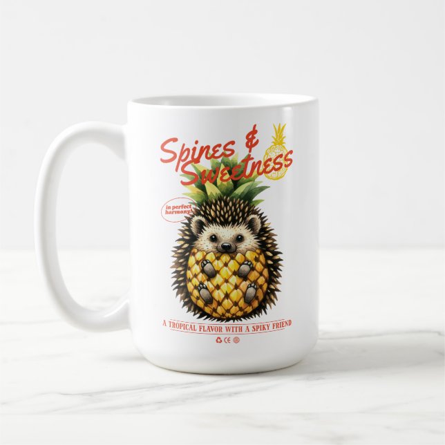 SPINES & SWEET HEADGEHOG PINEAPPLE  COFFEE MUG (Left)