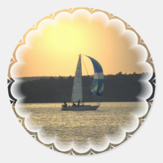 Spinnaker Sailboat Sunset Stickers