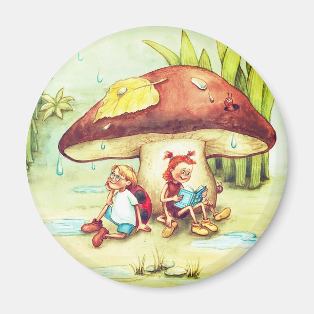 Spinne Sonja und Marienkäfer Kai unter einem Pilz Magnet (Front)