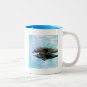 Spinner Dolphins Oahu Hawaii Two-Tone Coffee Mug