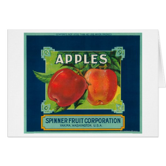 Spinner Fruit Apple Label - Yakima, WA (Front Horizontal)