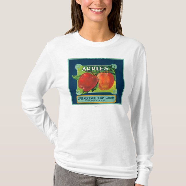 Spinner Fruit Apple Label - Yakima, WA T-Shirt (Front)