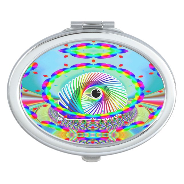 Spinner Rainbow Eye (add words) Compact Mirror (Front)