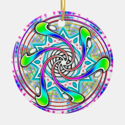 Spinner Tie Dye edit text Ceramic Ornament