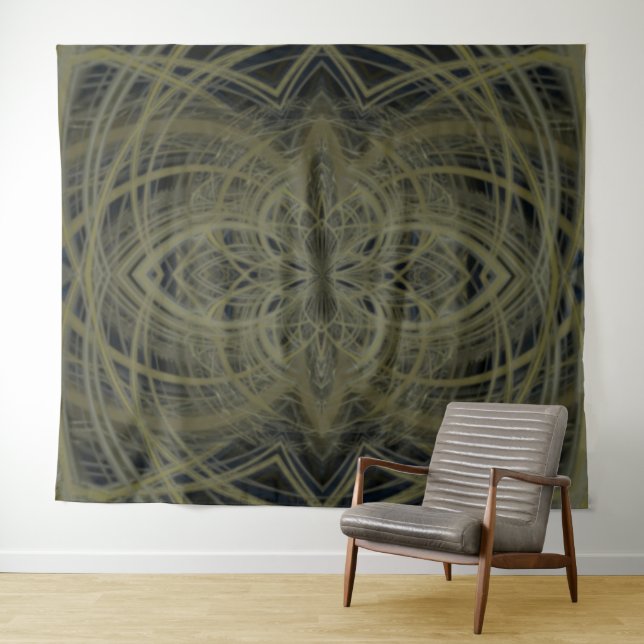 Spinning 4D Electric Lotus gold black gray beige Tapestry (In Situ (Horizontal))