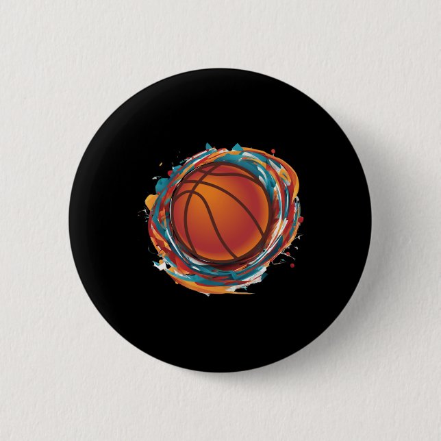 Spinning Basketball Ball  Button (Front)