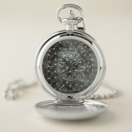 Spinning dandelion puff pocket watch