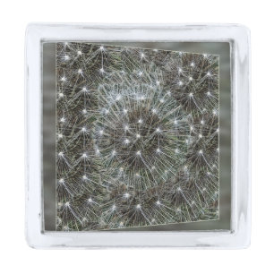 Spinning dandelion puff silver finish lapel pin