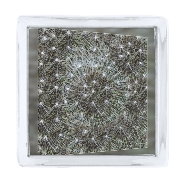 Spinning dandelion puff silver finish lapel pin (Front)
