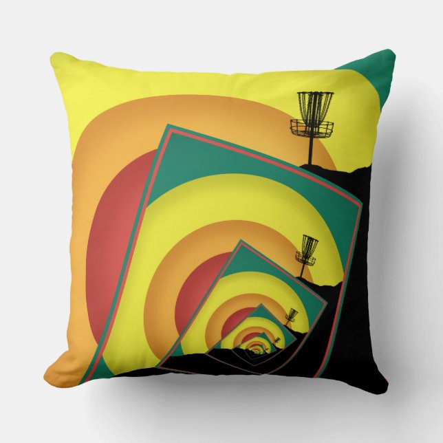 Spinning Disc Golf Baskets 3 Throw Pillow (Front)