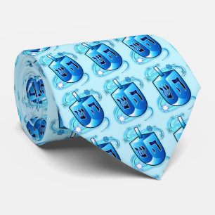 Spinning Dreidel at Hanukkah Neck Tie