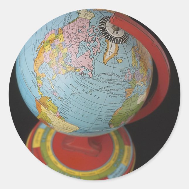 Spinning Globe Classic Round Sticker (Front)