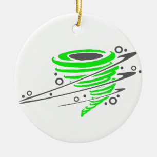 Spinning green tornado ceramic ornament