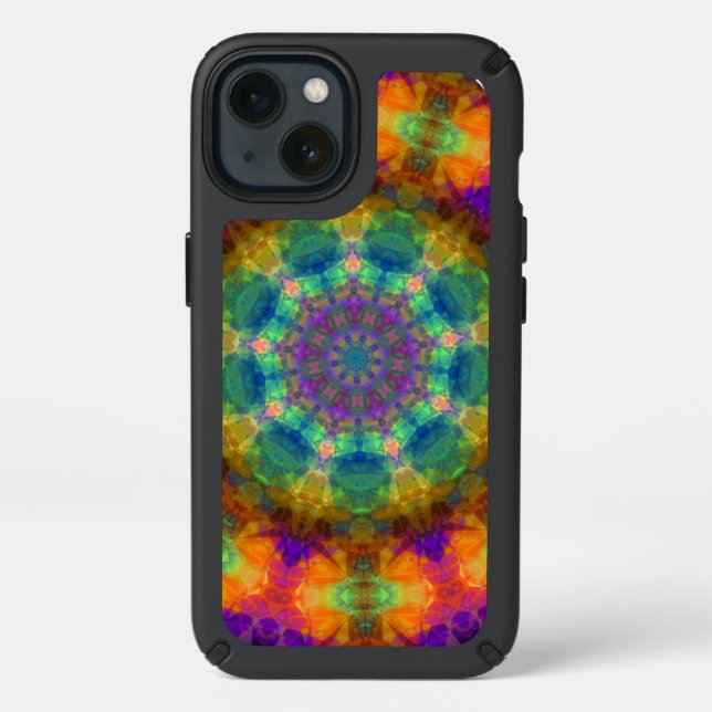 Spinning Kaleidoscope Rainbow Speck iPhone 13 Case (Front)