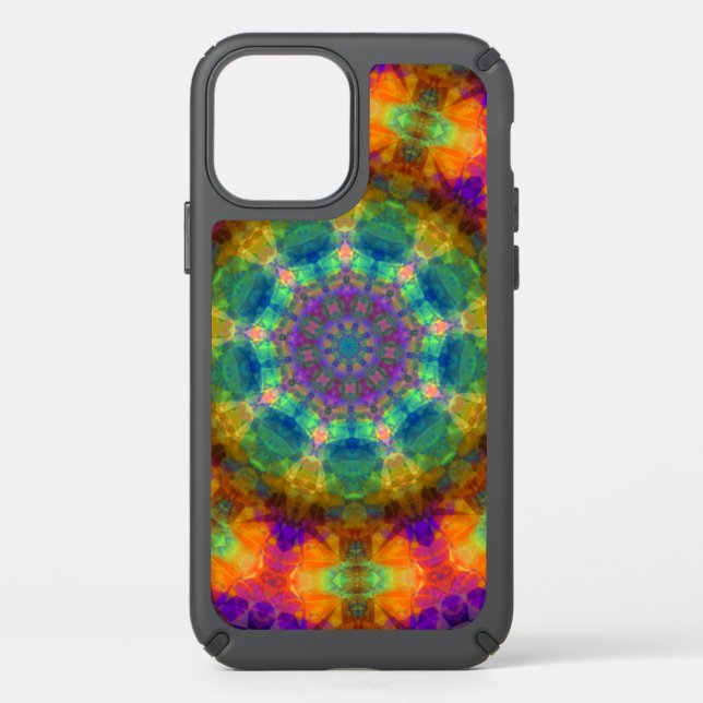 Spinning Kaleidoscope Rainbow Speck iPhone Case (Front)