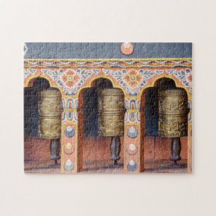 Spinning Prayer Wheels - Bhutan, Himalaya, Asia Jigsaw Puzzle