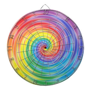 Spinning Rainbow Dartboard With Darts