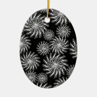 Spinning stars energetic pattern black ceramic ornament