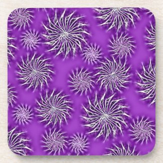 Spinning stars energetic pattern purple beverage coaster