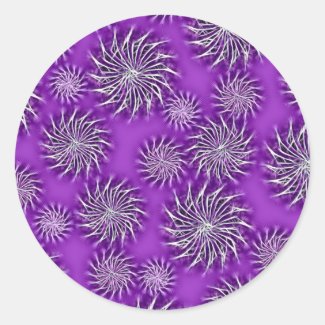 Spinning stars energetic pattern purple classic round sticker