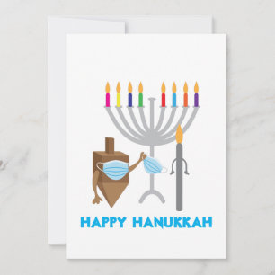 Spinning top and Candle with face mask Holiday Card