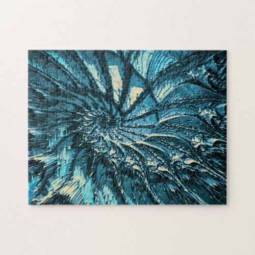 Spinning Turquoise Fractal Jigsaw Puzzle