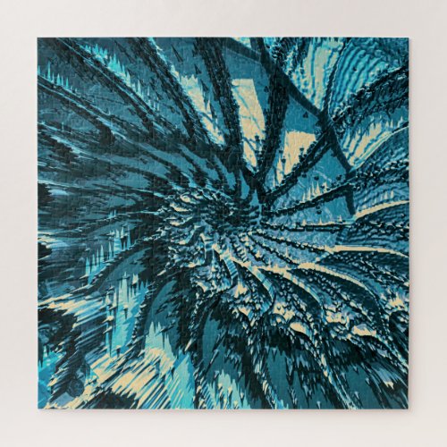 Spinning Turquoise Fractal Jigsaw Puzzle