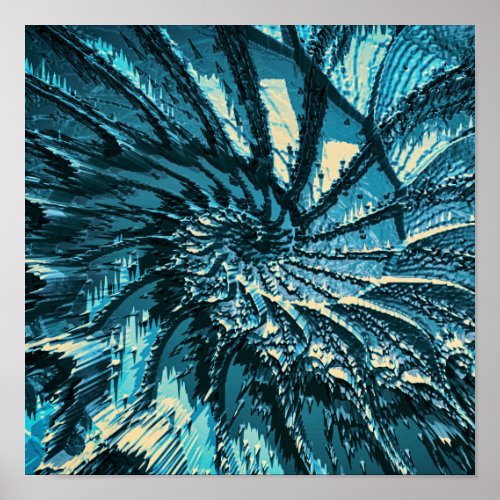 Spinning Turquoise Fractal Poster