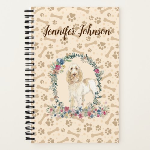 Spinone Italiano Dog Paw Print  Floral Cute Notebook