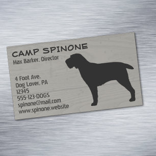 Spinone Italiano Dog Silhouette Faux Wood Style Business Card Magnet