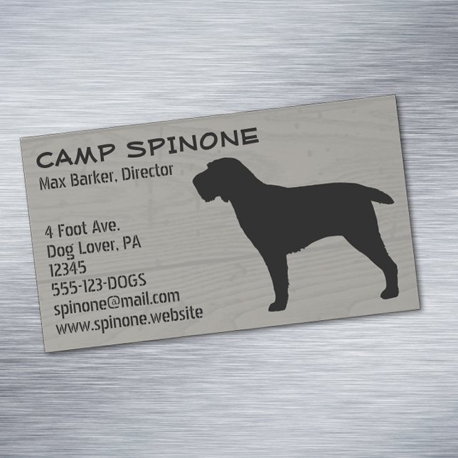 Spinone Italiano Dog Silhouette Faux Wood Style Business Card Magnet (Creator Uploaded)