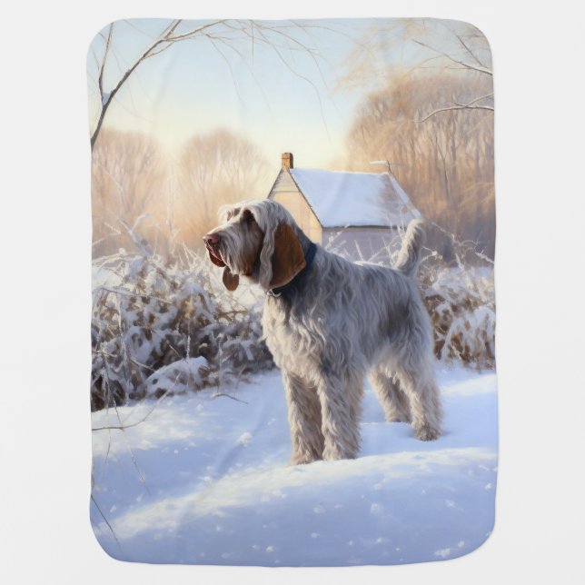 Spinone Italiano Let It Snow Christmas Baby Blanket (Front)
