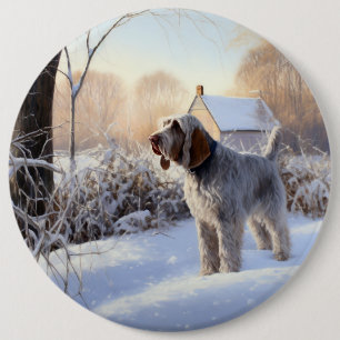 Spinone Italiano Let It Snow Christmas Button