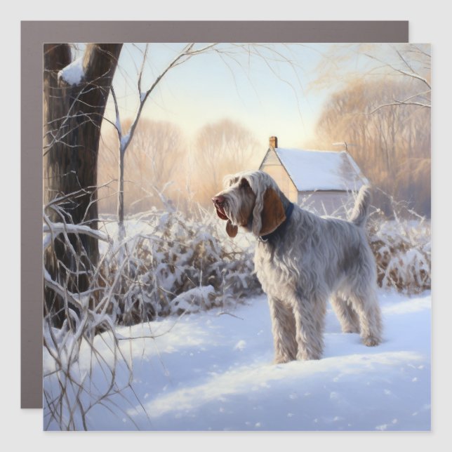 Spinone Italiano Let It Snow Christmas Car Magnet (Front)