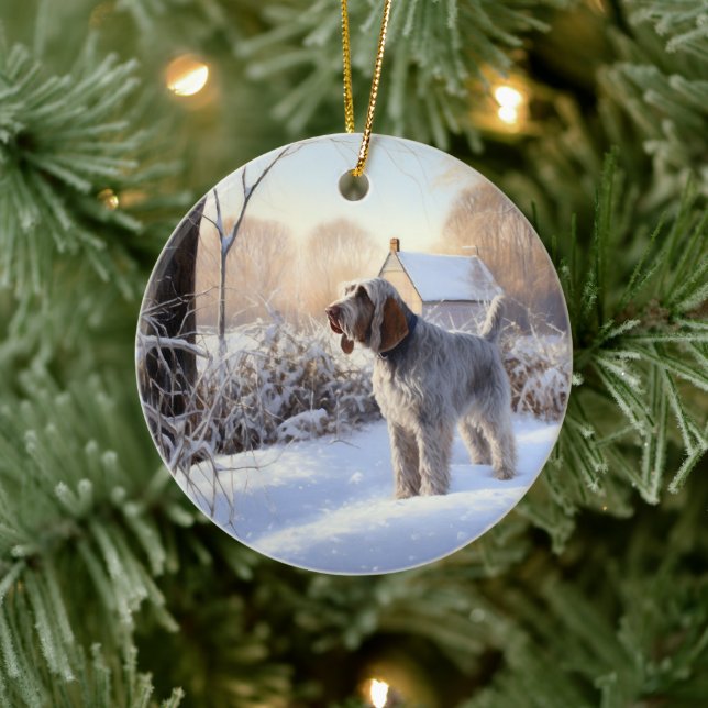 Spinone Italiano Let It Snow Christmas Ceramic Ornament (Tree)