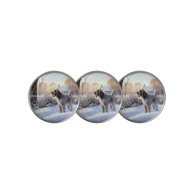 Spinone Italiano Let It Snow Christmas Golf Ball Marker (3 Up)