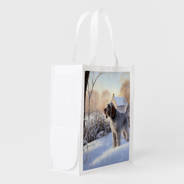 Spinone Italiano Let It Snow Christmas Grocery Bag (Front Side)