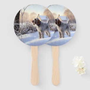 Spinone Italiano Let It Snow Christmas Hand Fan