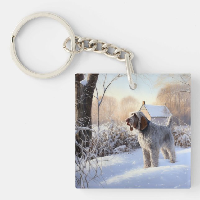 Spinone Italiano Let It Snow Christmas Keychain (Front)