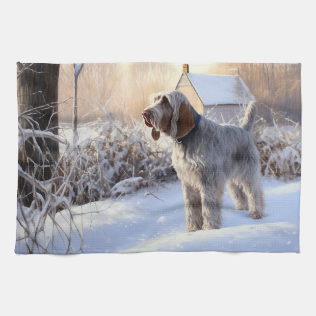 Spinone Italiano Let It Snow Christmas Kitchen Towel (Horizontal)