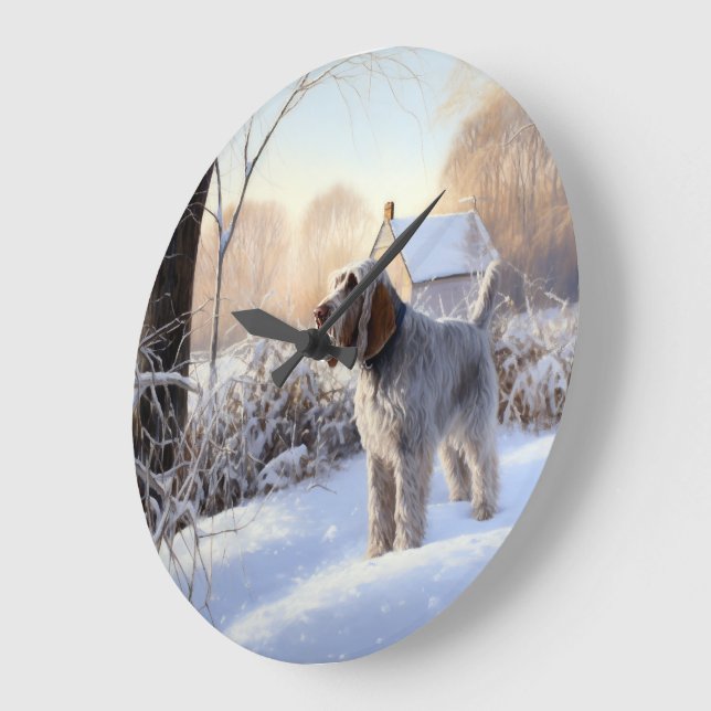 Spinone Italiano Let It Snow Christmas Large Clock (Angle)