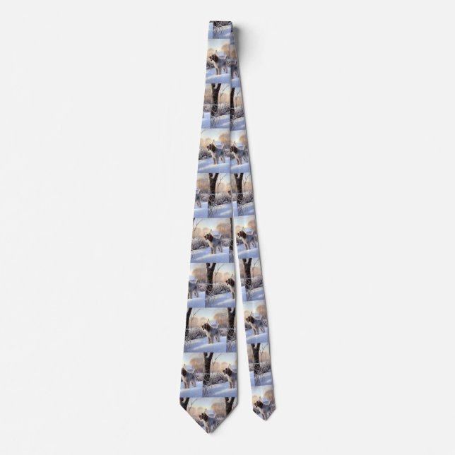 Spinone Italiano Let It Snow Christmas Neck Tie (Front)